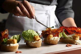 Chef plating appetizers
